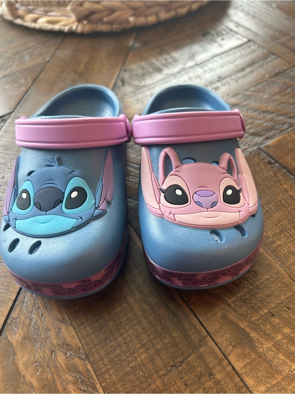Kids Blue and Pink Character Clog Sandals with Adjustable Heel Strap